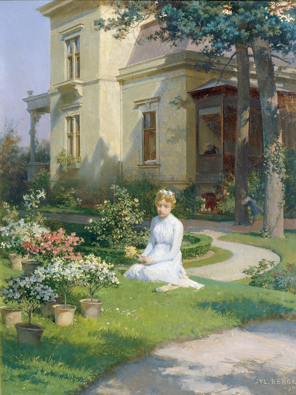 Fille dans le jardin d