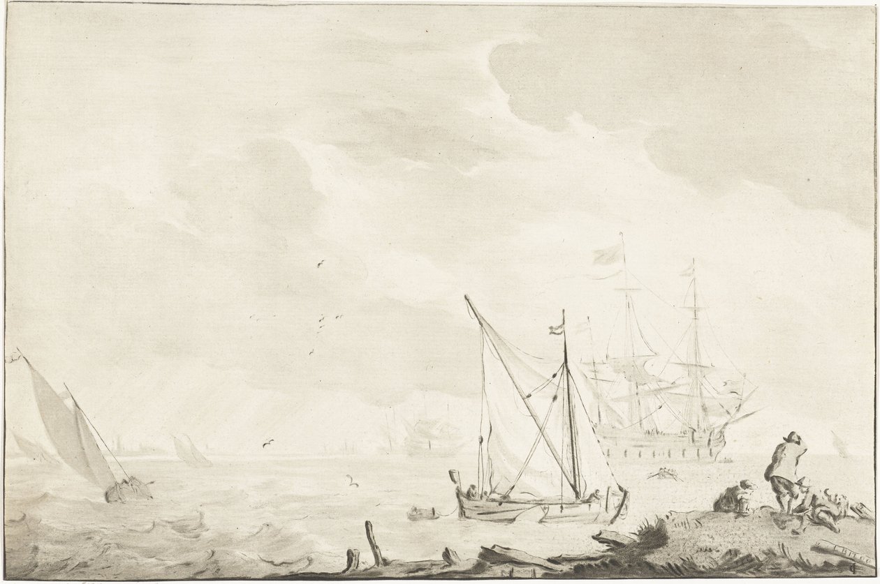 Navire de guerre près de la plage - Jurriaan Cootwijck
