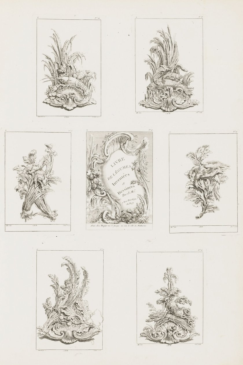 Motif de décoration avec écrevisse, pl. 14 dans Livre des Légumes (Série d