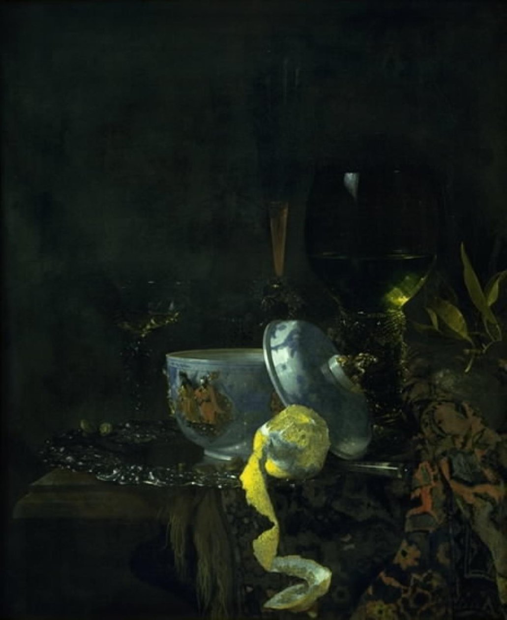 Nature morte avec un bol en porcelaine chinoise - Kalf