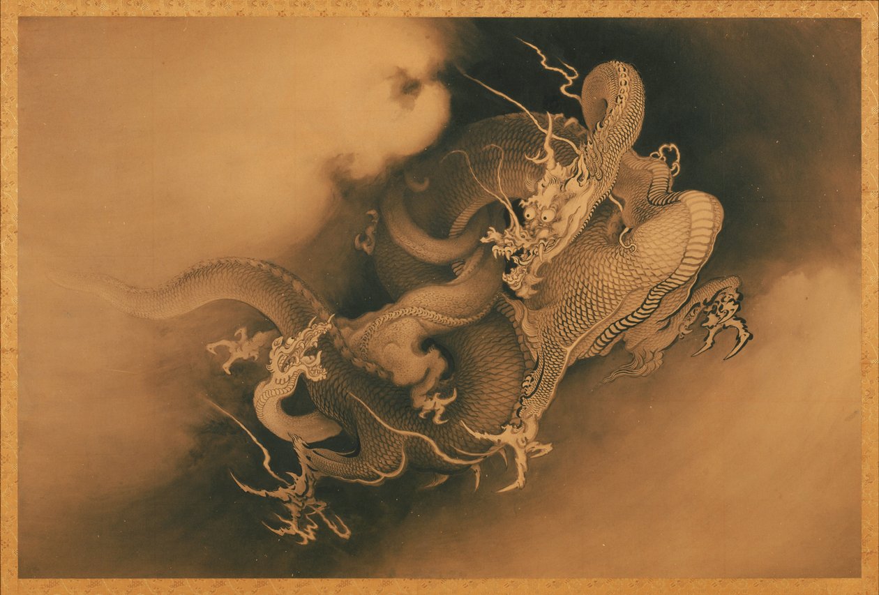 Deux dragons dans les nuages - Kano Hogai