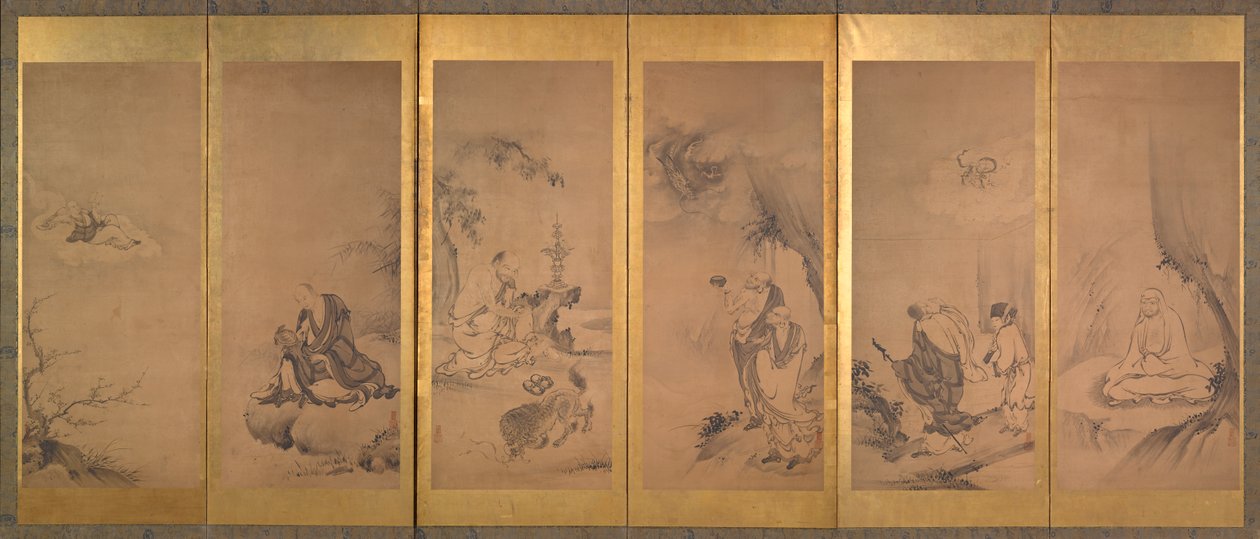 Patriarches bouddhistes, taoïstes et confucéens - Kano Sanraku