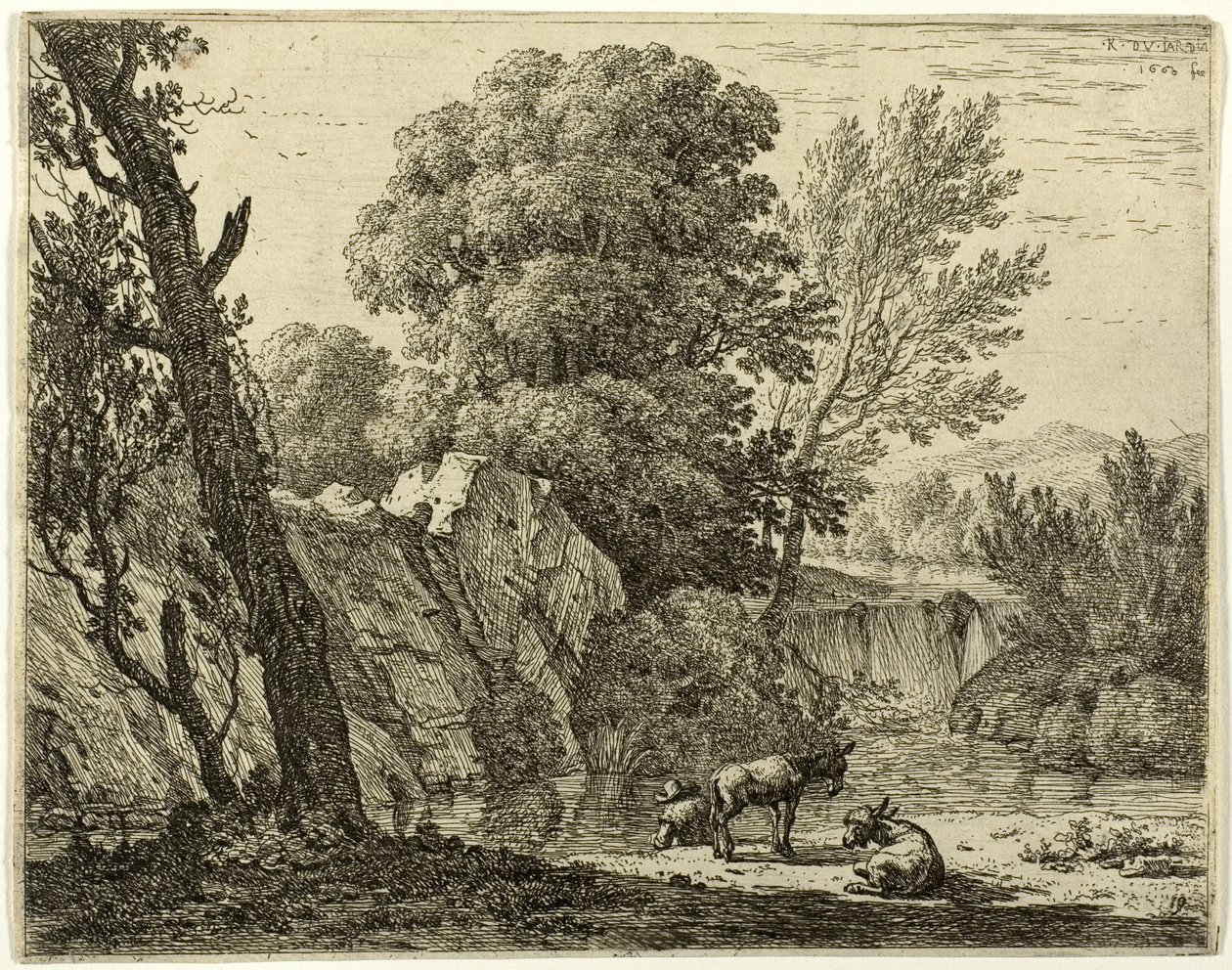 Le Packer avec deux ânes - Karel Dujardin
