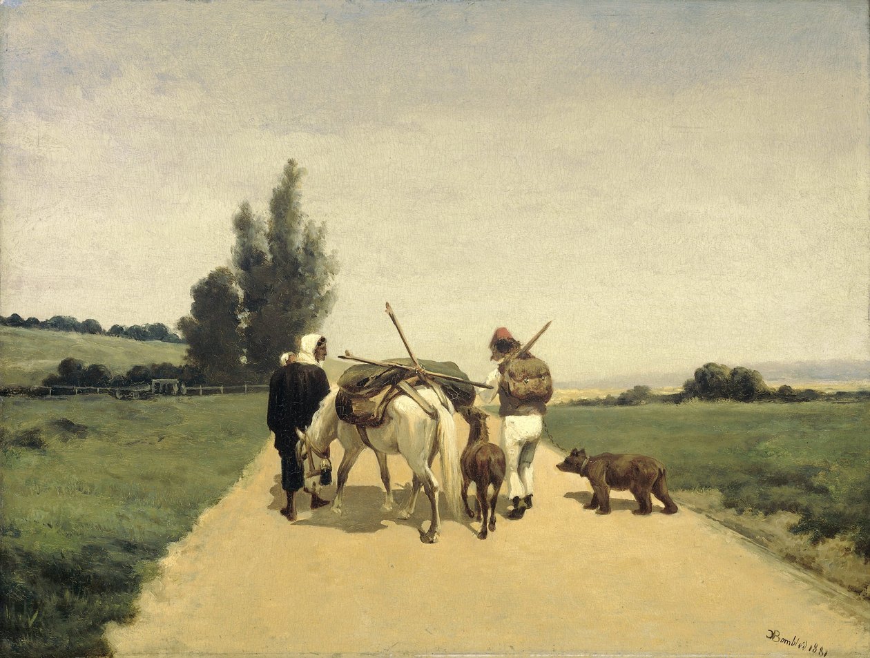 Famille itinérante sur un chemin de campagne - Karel Frederik Bombled