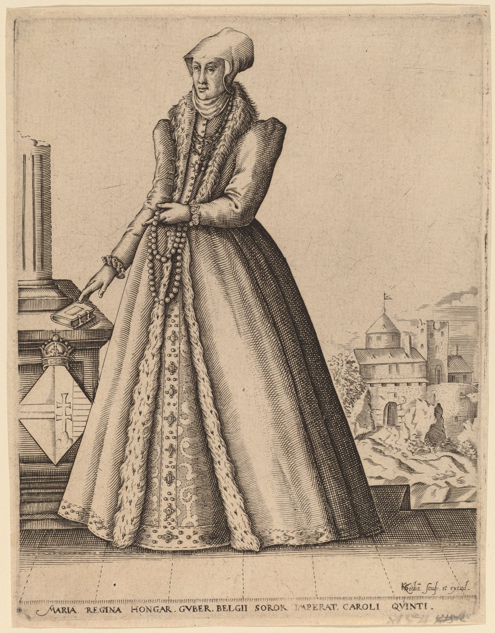 Marie, Reine de Hongrie - Karel van Sichem after Christoffel
