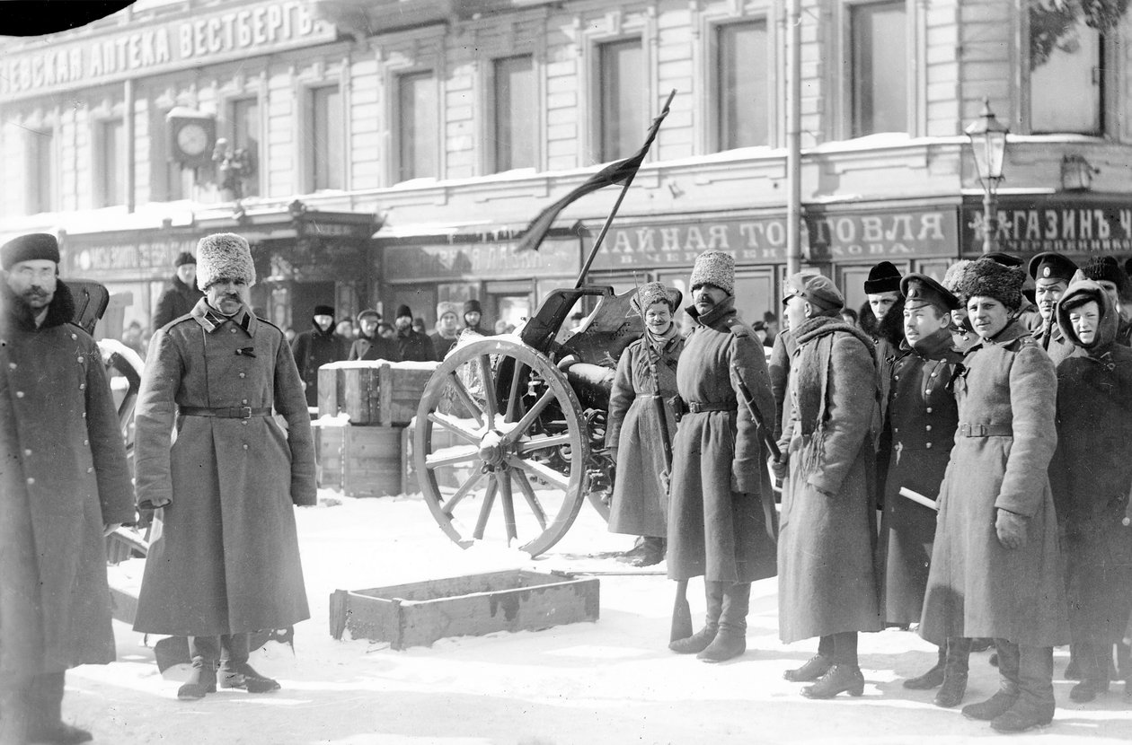 Barricades sur Liteiniy Prospekt, Saint-Pétersbourg, février 1917 - Karl Karlovich Bulla