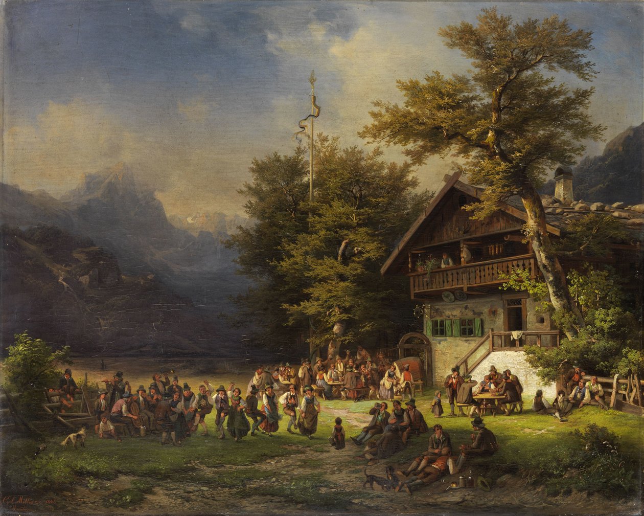 Fête de mai devant une auberge forestière - Karl Millner