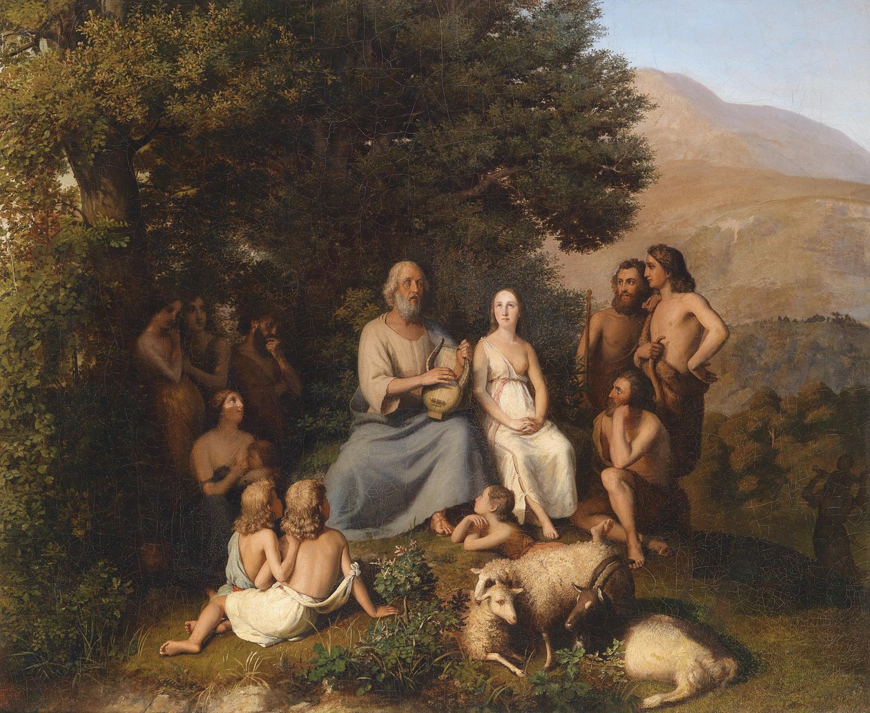 Homère chantant parmi les jeunes Grecs - Karl Becker