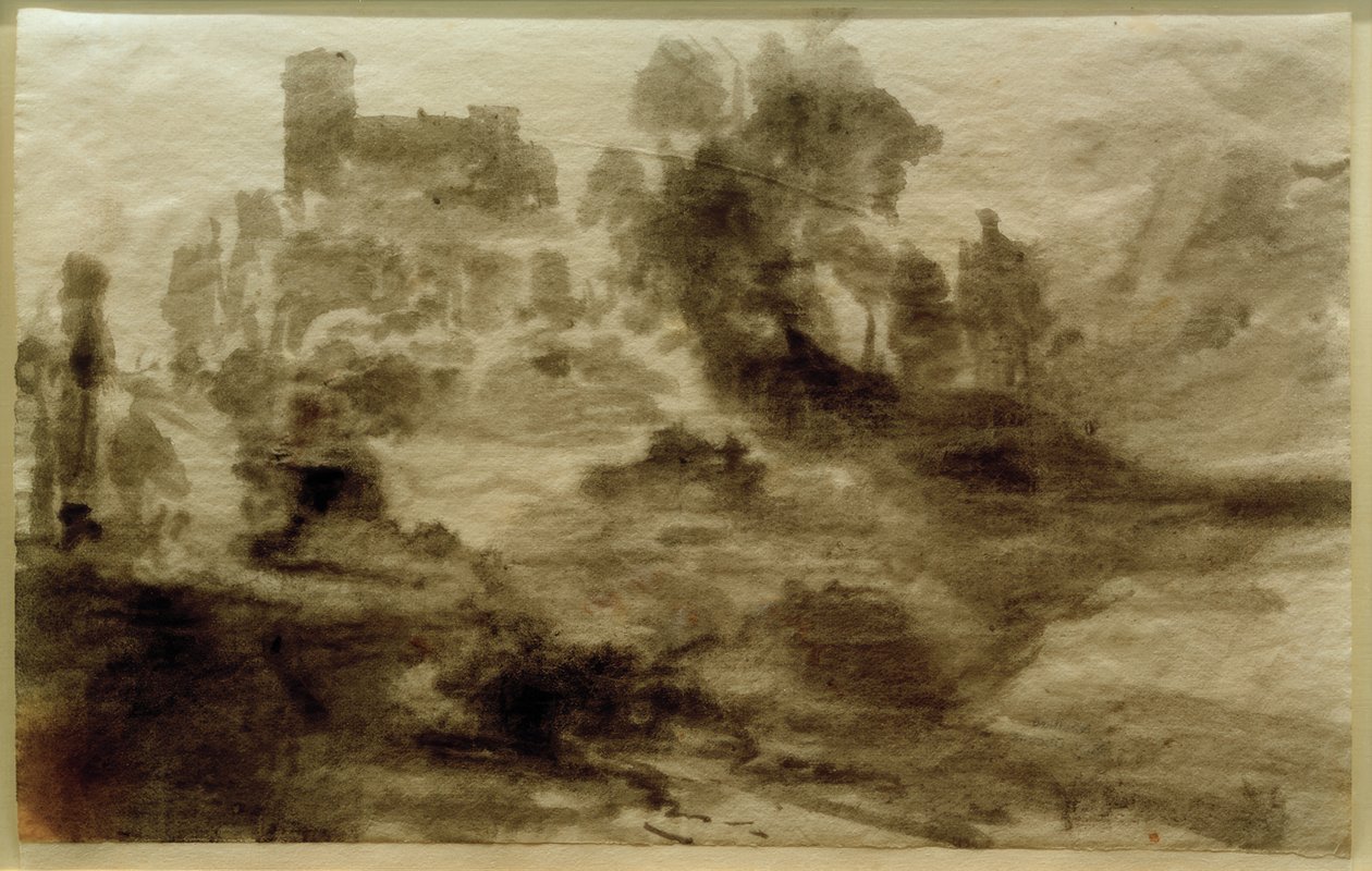 Paysage avec château (ou église) - Carl Blechen