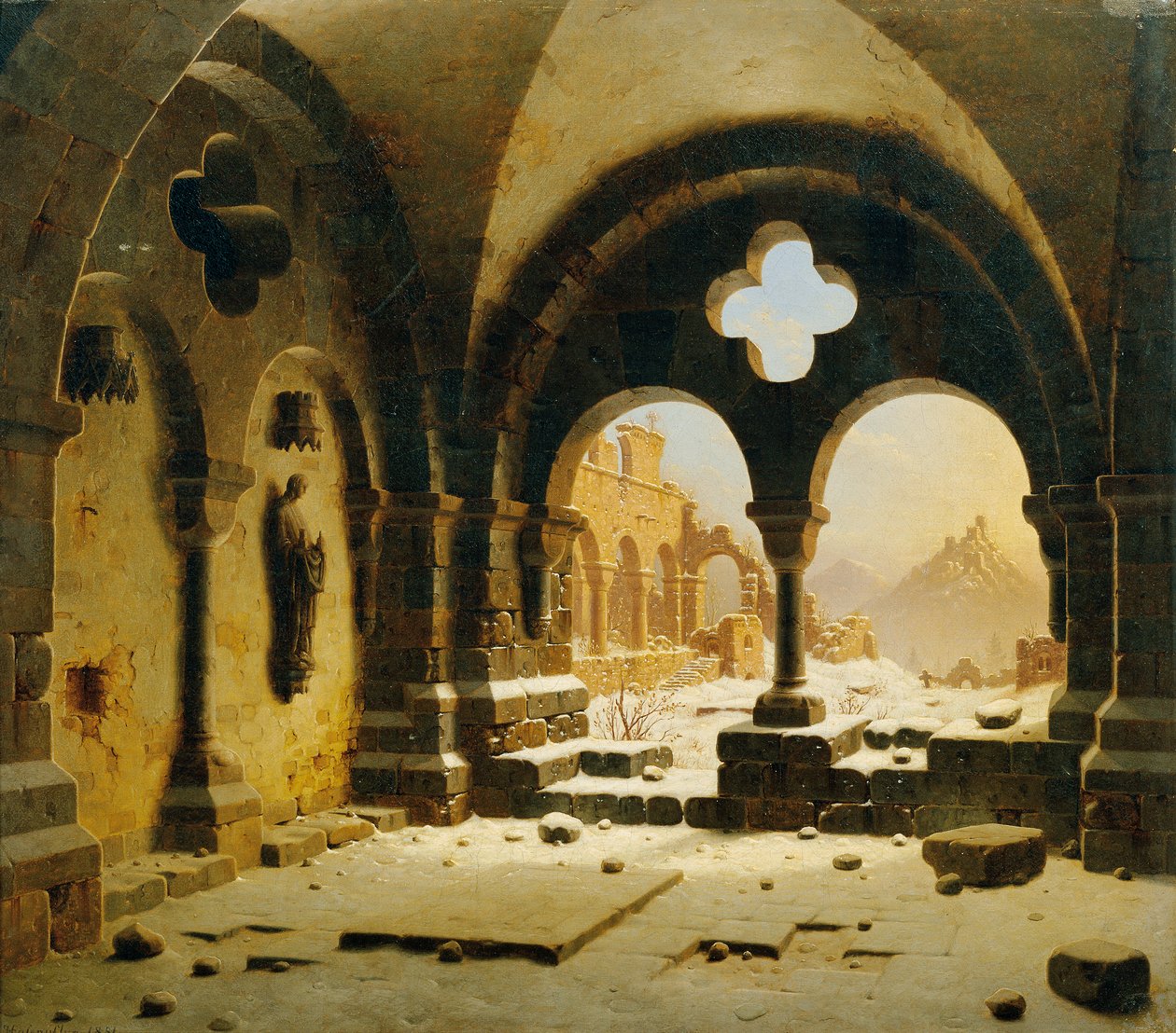 Ruine de monastère en hiver - Carl Georg Adolph Hasenpflug