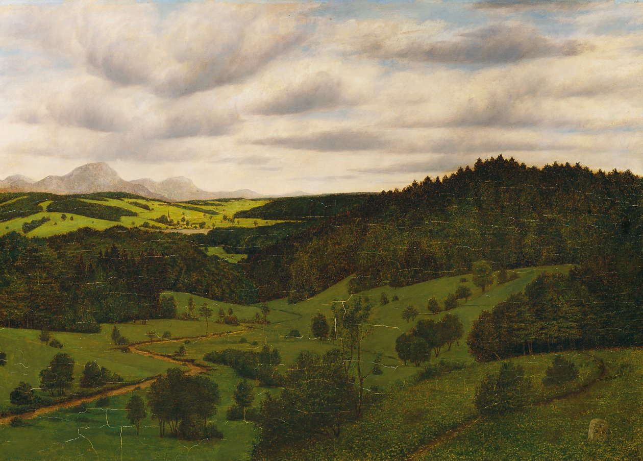 Paysage de Haute-Bavière près de Schliersee avec le Wendelstein - Karl Haider