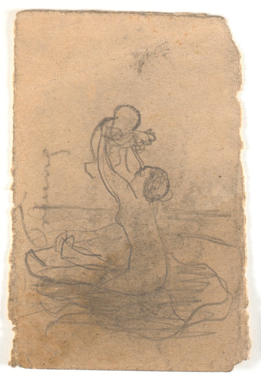 Femme nue levant un petit enfant - Karl Isakson