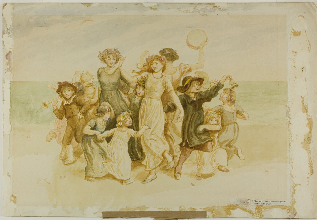 Enfants jouant sur la plage - Kate Greenaway