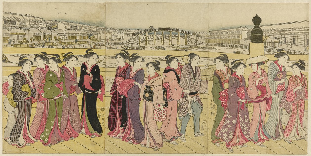 Traversée du pont Nihonbashi - Katsukawa Shuncho