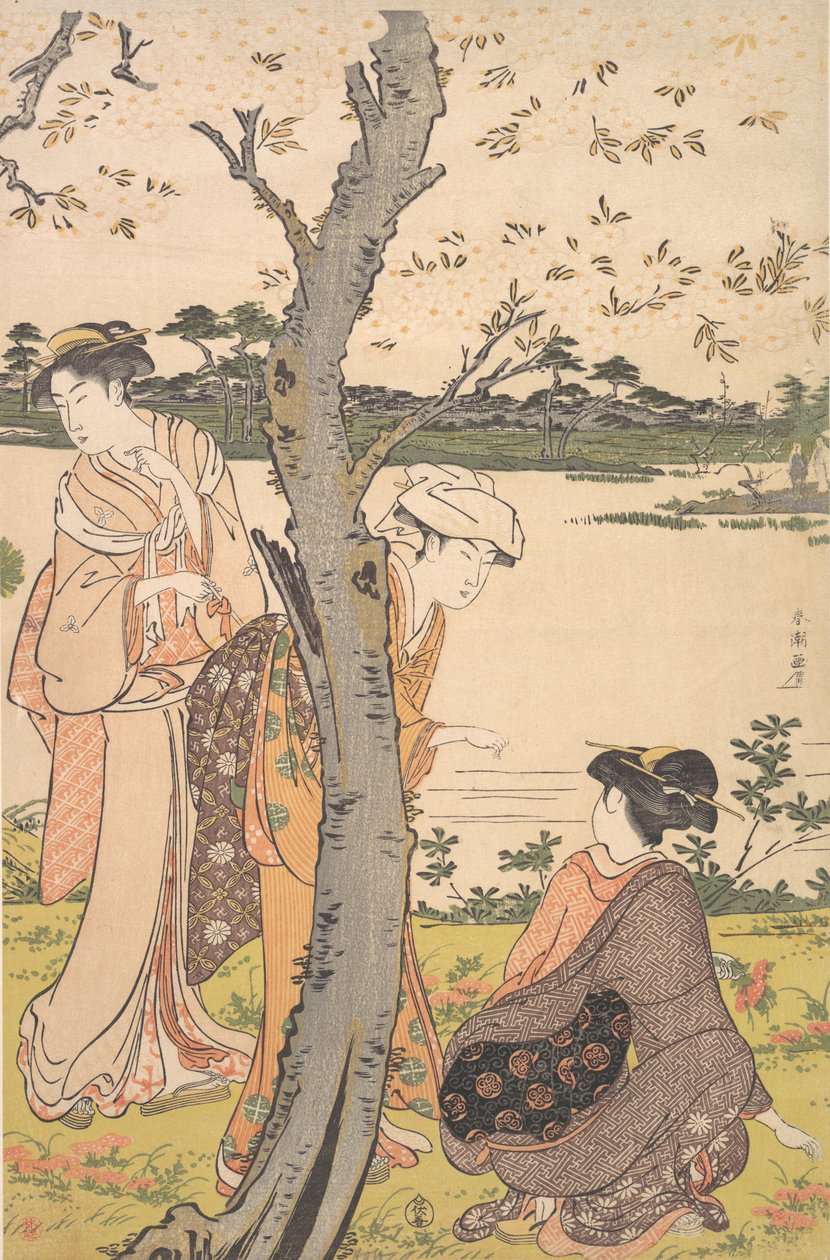 Cueillir de jeunes fleurs, fin du XVIIIe siècle - Katsukawa Shuncho