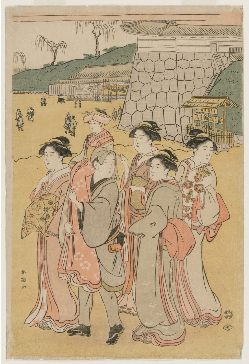 Femmes accompagnant une fille à un sanctuaire - Katsukawa Shuncho