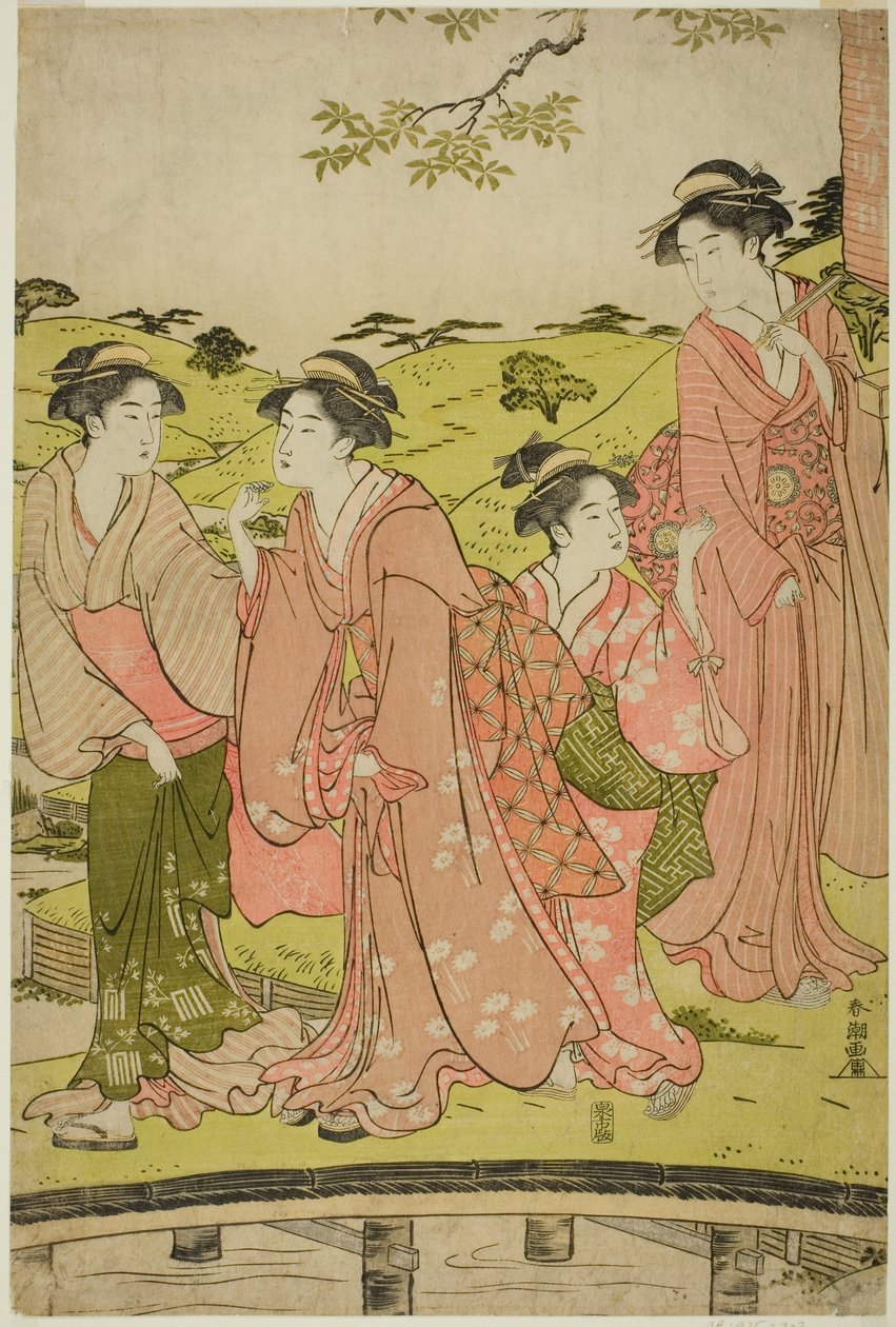 Femmes visitant un sanctuaire Inari - Katsukawa Shuncho