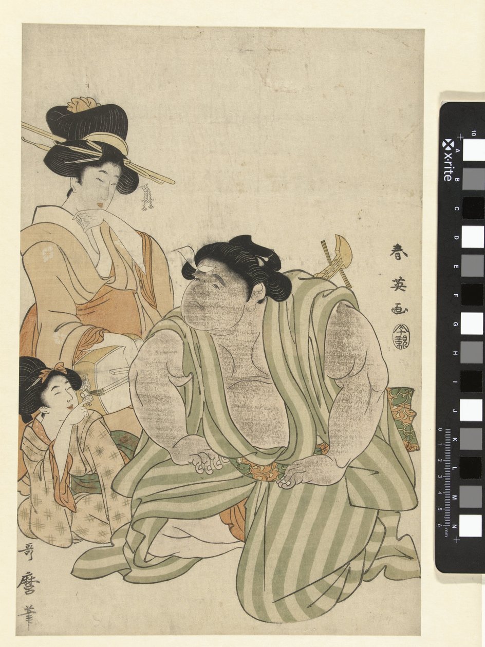 Lutteur et deux femmes - Katsukawa Shunei