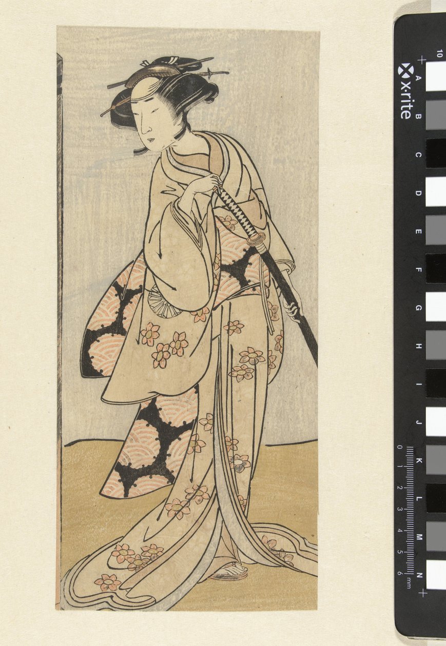 Acteur avec épée dans un rôle féminin - Katsukawa Shunsho (attributed to)