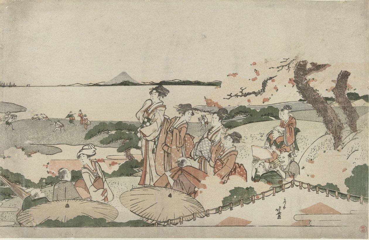 Admiration des fleurs de cerisier à Gotenyama - Katsushika Hokusai