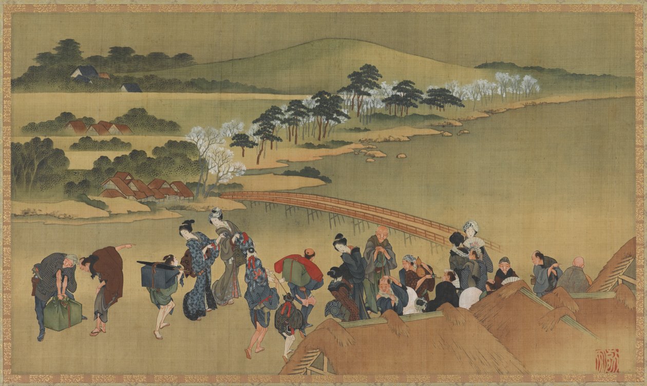 Contemplation des cerisiers en fleurs - Katsushika Hokusai
