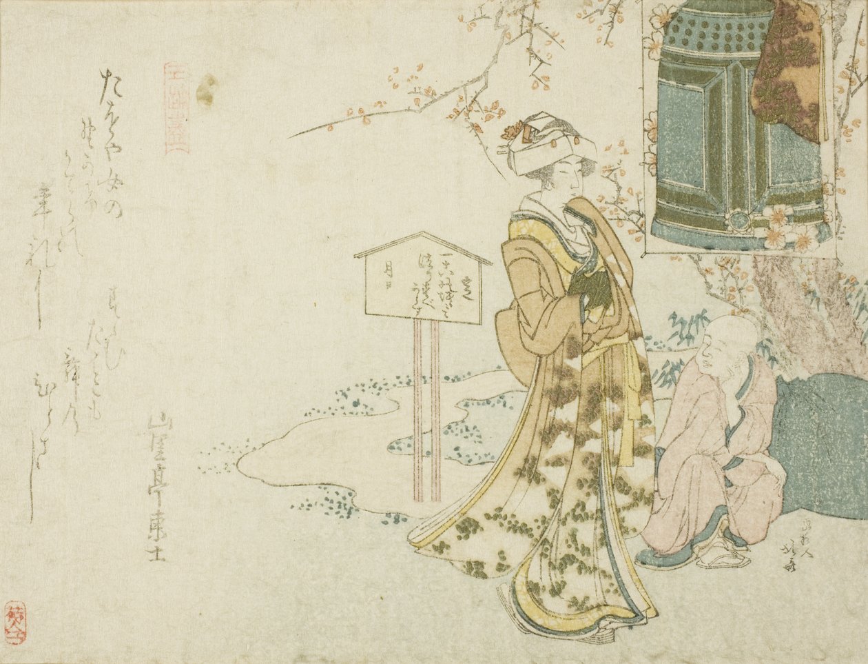 Parodie de la pièce "Musume Dojoji" - Katsushika Hokusai