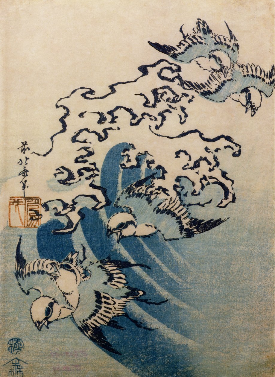 Vagues et oiseaux, vers 1825 - Katsushika Hokusai