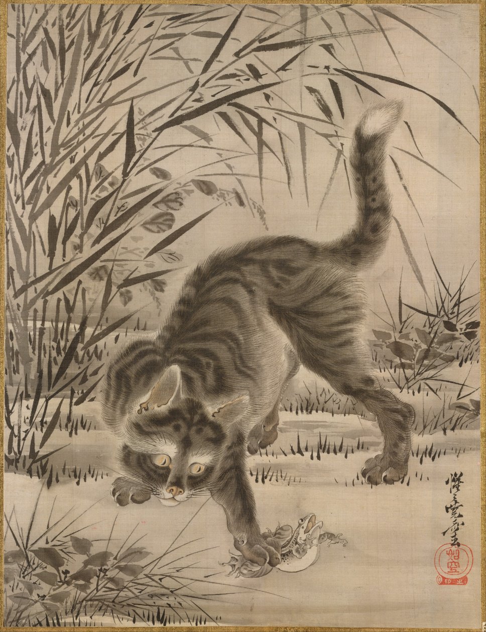 Chat attrapant une grenouille, vers 1887 - Kawanabe Kyosai
