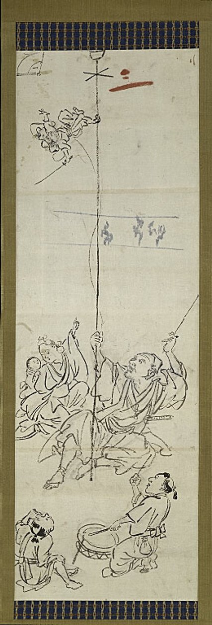 Monkey Trainer, une des six esquisses - Kawanabe Kyosai