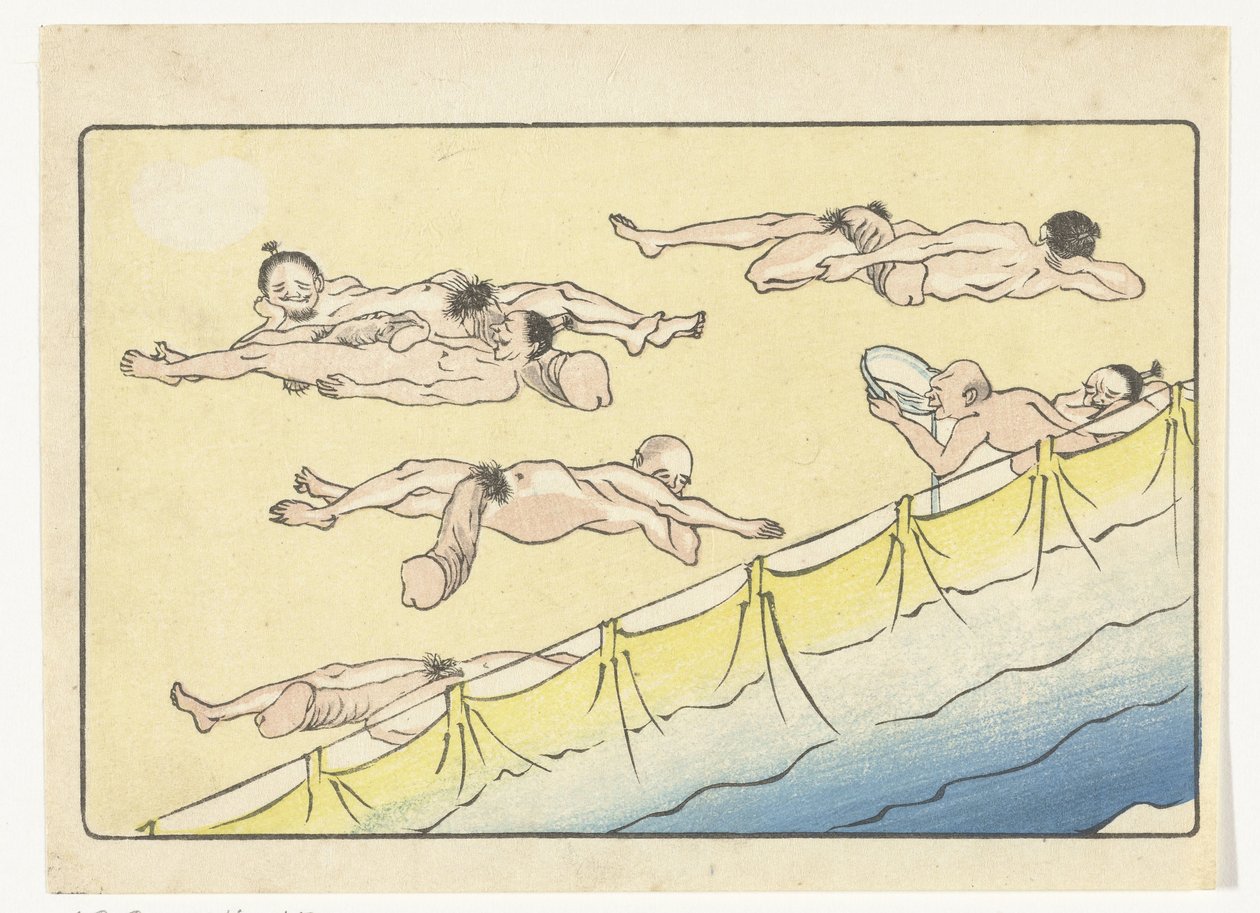 Hommes au repos (La grande queue) - Kawanabe Kyosai