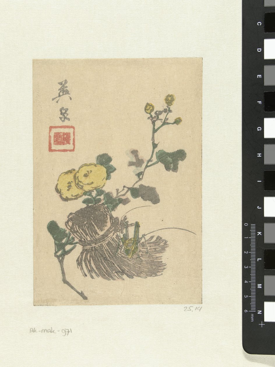 Sauterelle et fleurs - Keisai Eisen