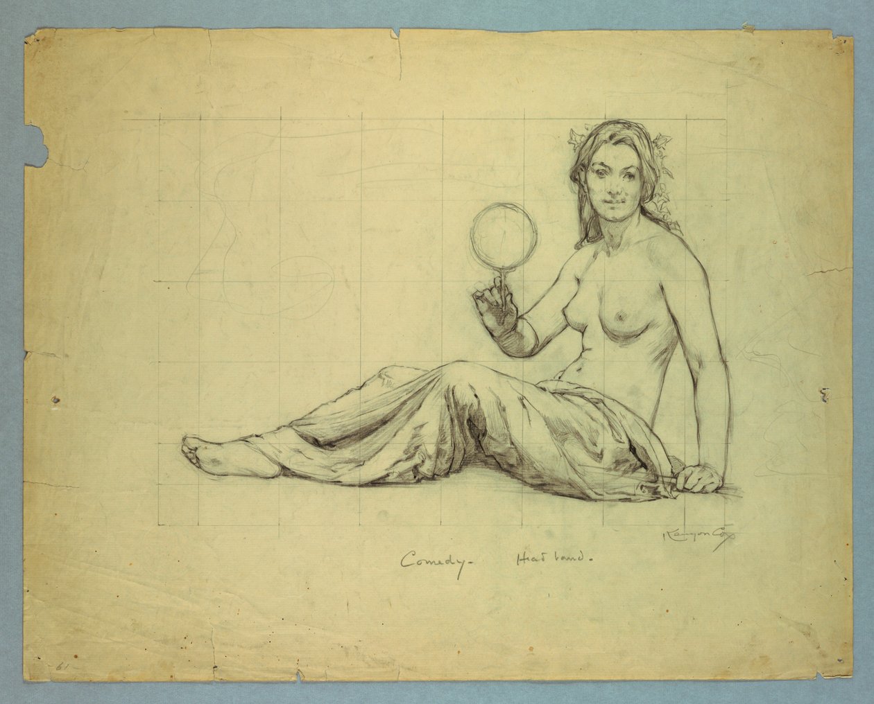 Étude nue de "Comédie" pour bandeau - Kenyon Cox