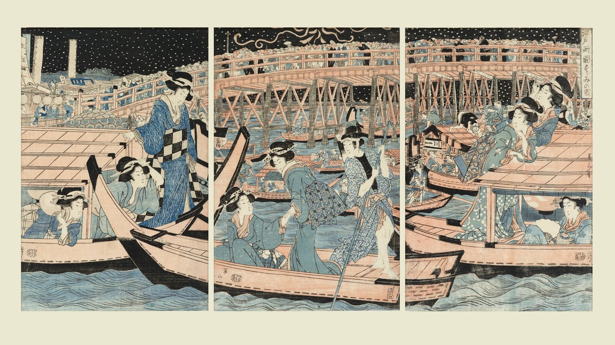 Se rafraîchir près du pont de Ryogoku - Kikugawa Eizan