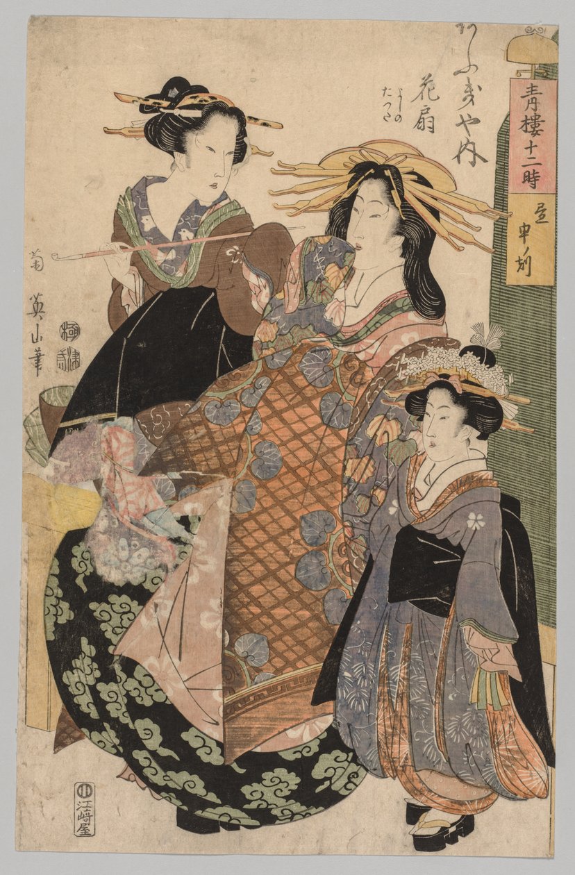Deux femmes et une fille - Kikukawa Eizan