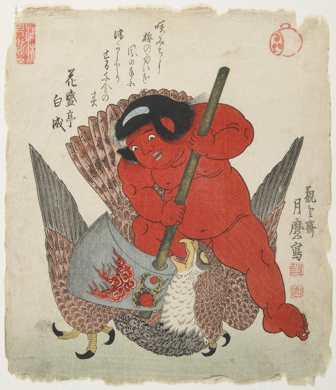 Kintaro combattant avec un aigle - Kitagawa Tsukimaro