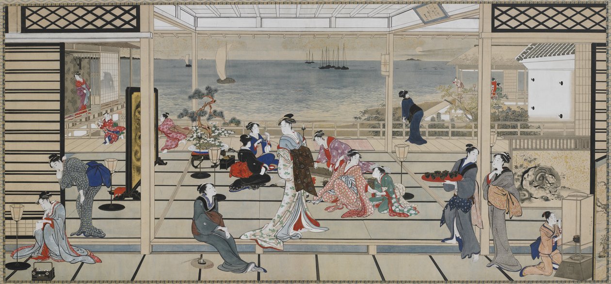 Réjouissances au clair de lune à Dozo Sagami, période Edo - Kitagawa Utamaro
