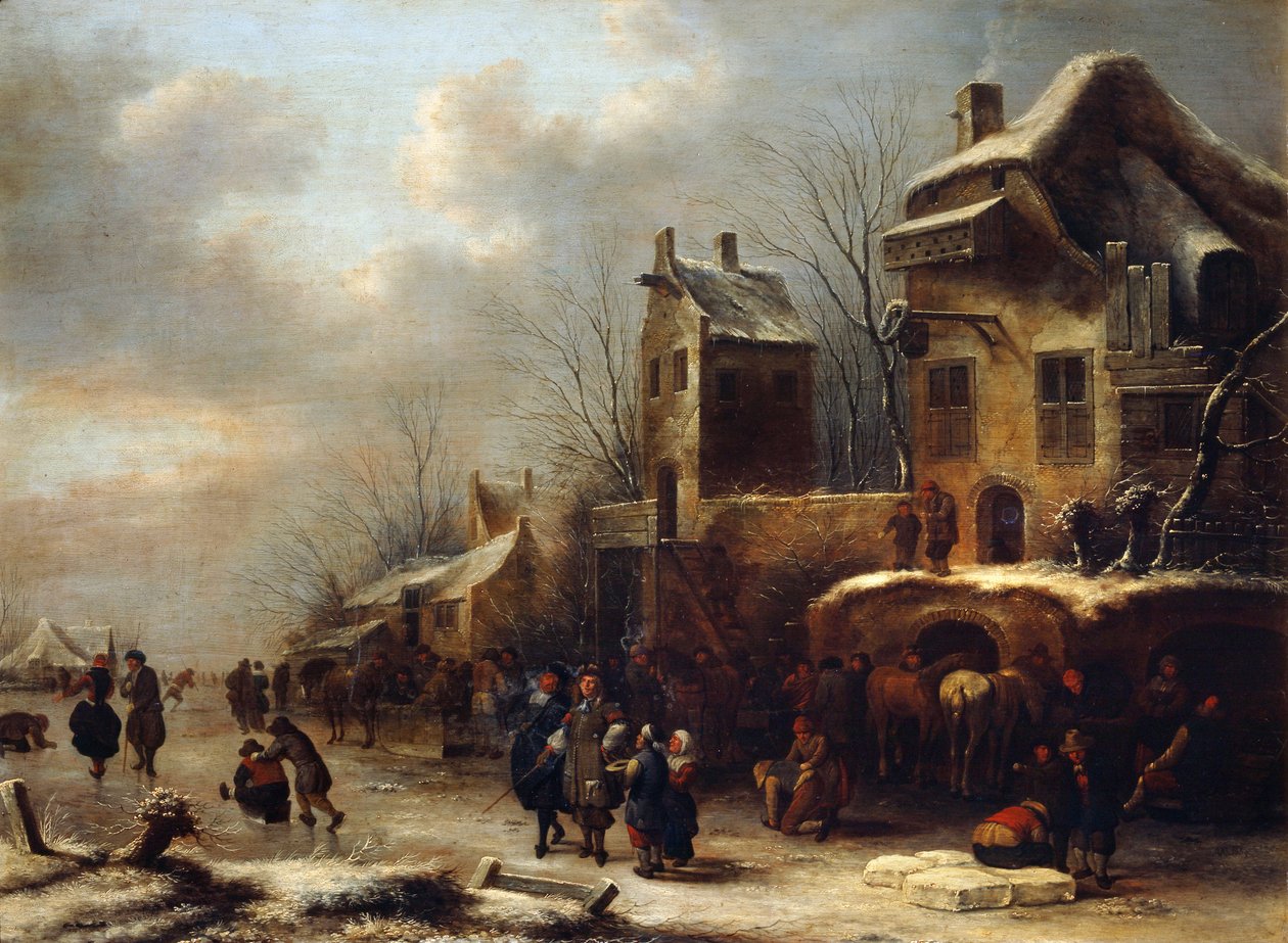 Patinoire sur une rivière, 1665 - Klaes Molenaer