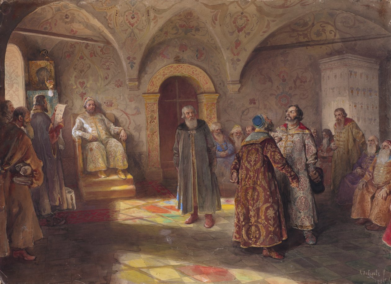 Tsar et boyards, 1907 - Klavdi Vasilyevich Lebedev