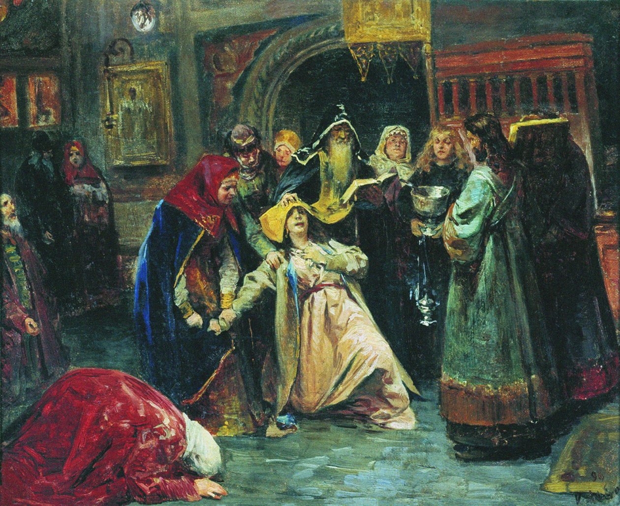 La tonsure forcée, 1896 - Klavdiy Vasilievich Lebedev
