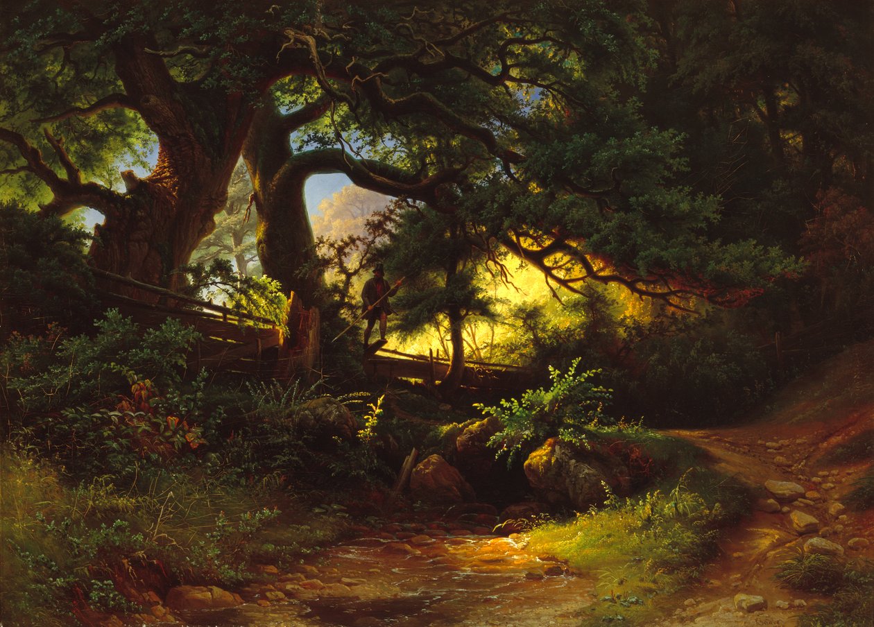 Section de forêt avec bûcheron - Knud Andreassen Baade