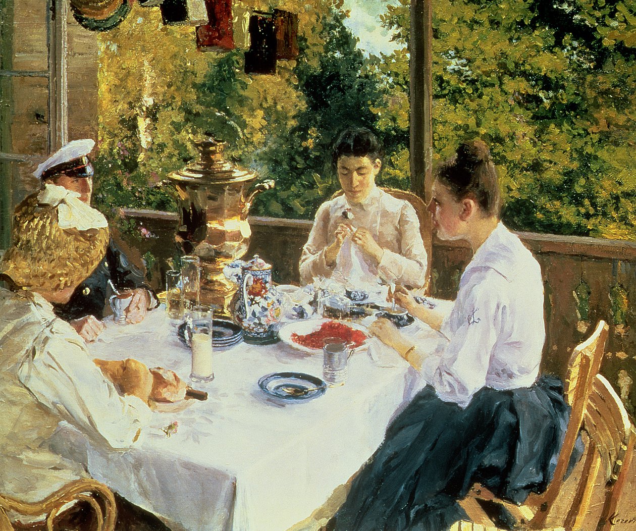 À la table de thé, 1888 - Konstantin Alekseevich Korovin