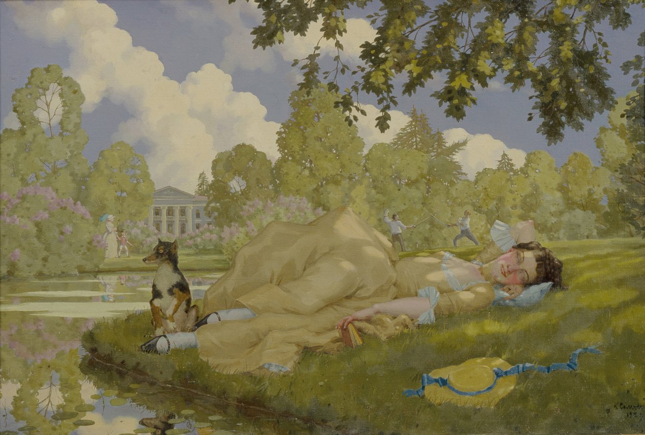 Femme endormie dans un parc, 1922 - Konstantin Andreevic Somov