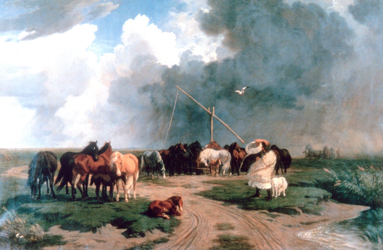 Chevaux dans la tempête, 1862 - Károly Lotz