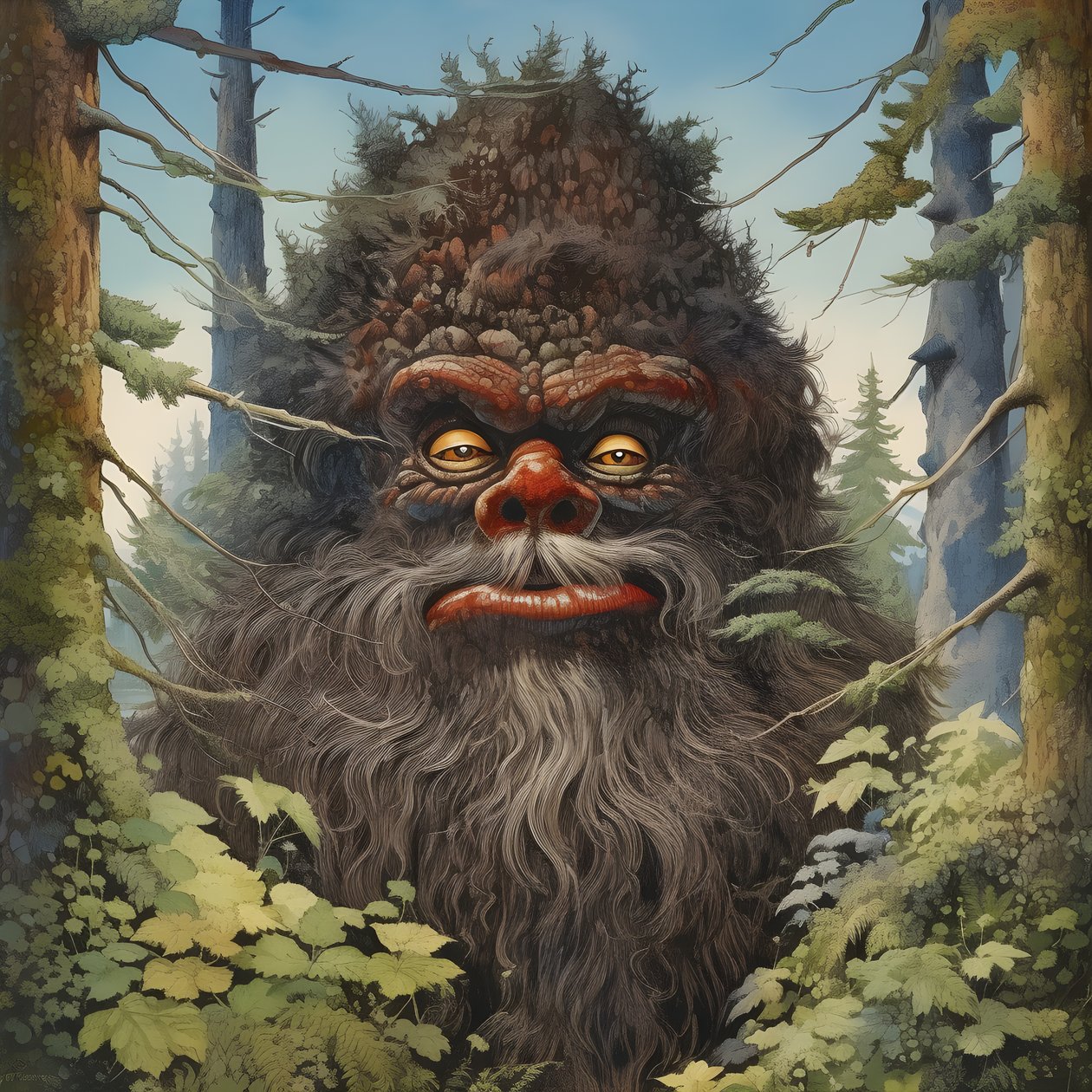 visage dans les arbres 1 - Kurt Heppke