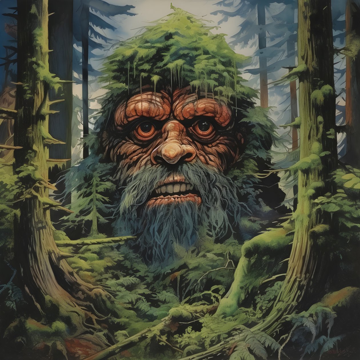 visage dans les arbres 3 - Kurt Heppke