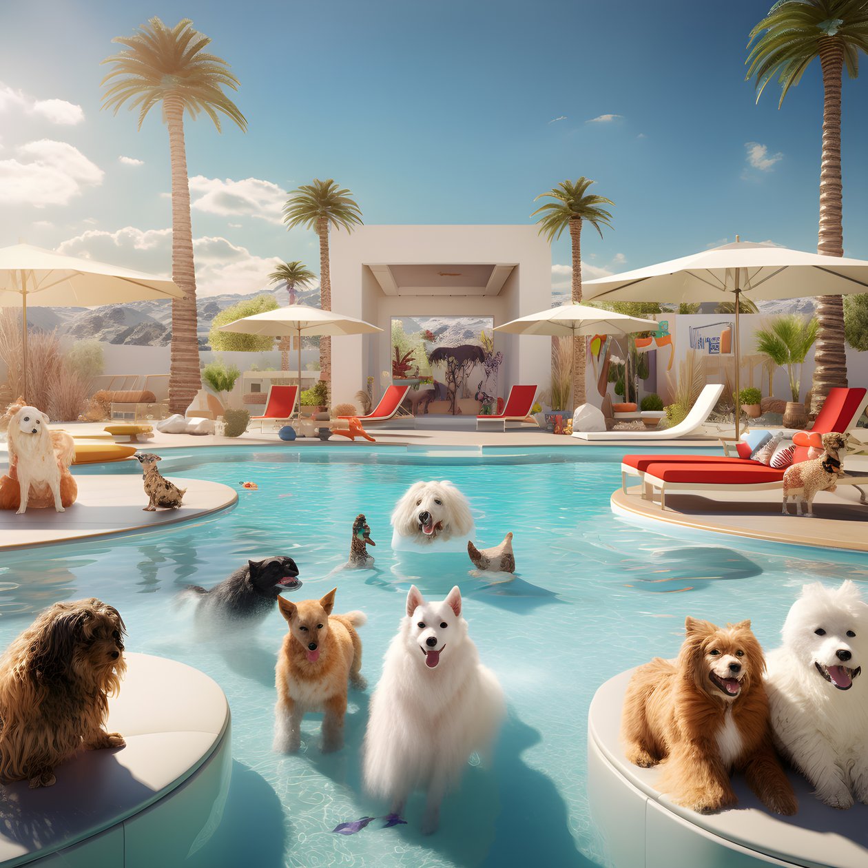 Fête de piscine pour chiens à Palm Springs 1 - Kurt Heppke
