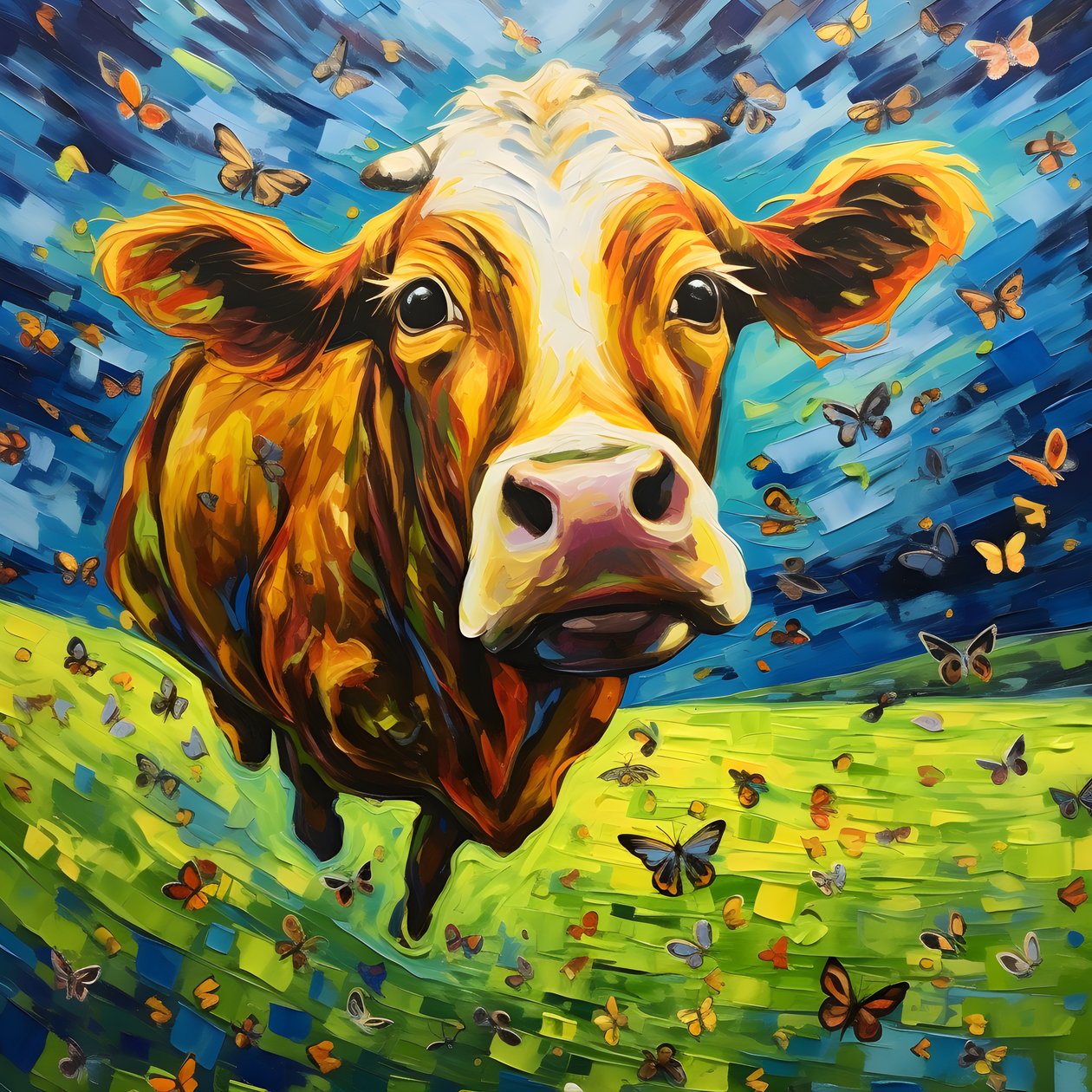 Vache volant au-dessus d