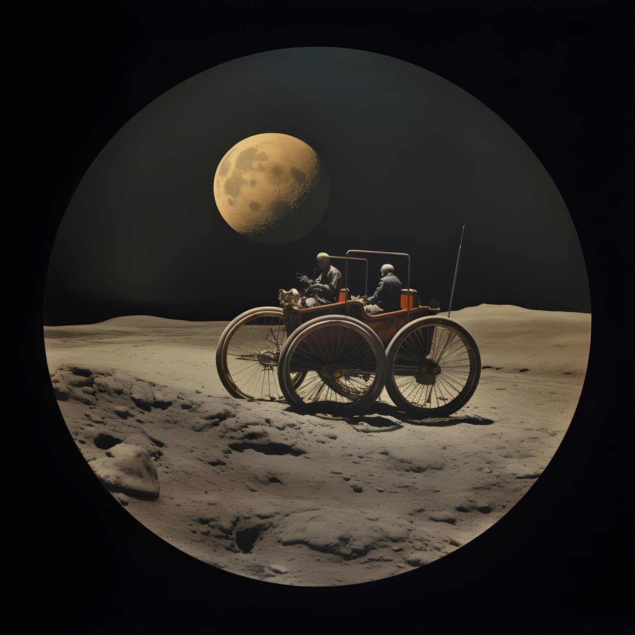scarabée lunaire, paysage lunaire avec cratères 1 - Kurt Heppke