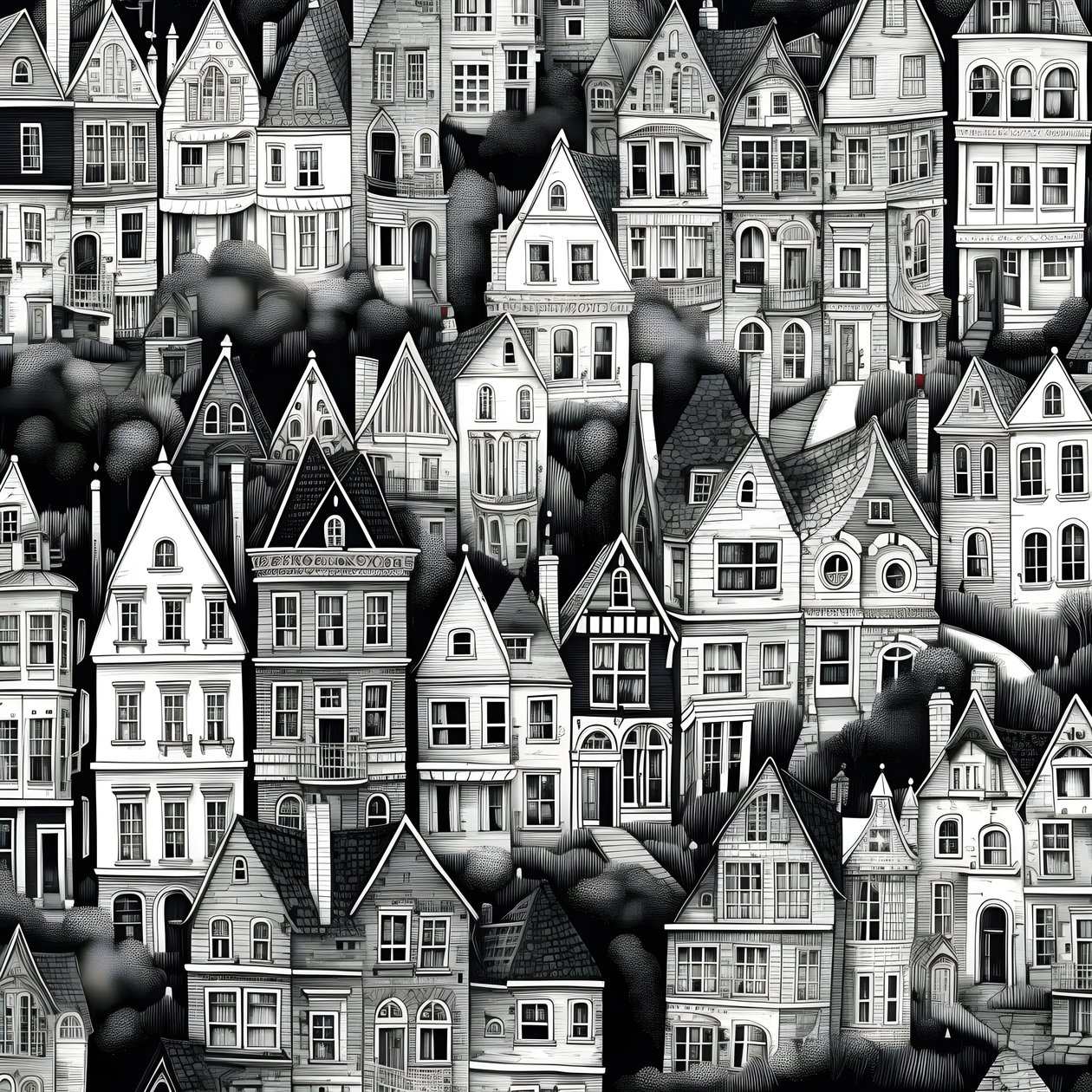 une image en noir et blanc des maisons 3 - Kurt Heppke