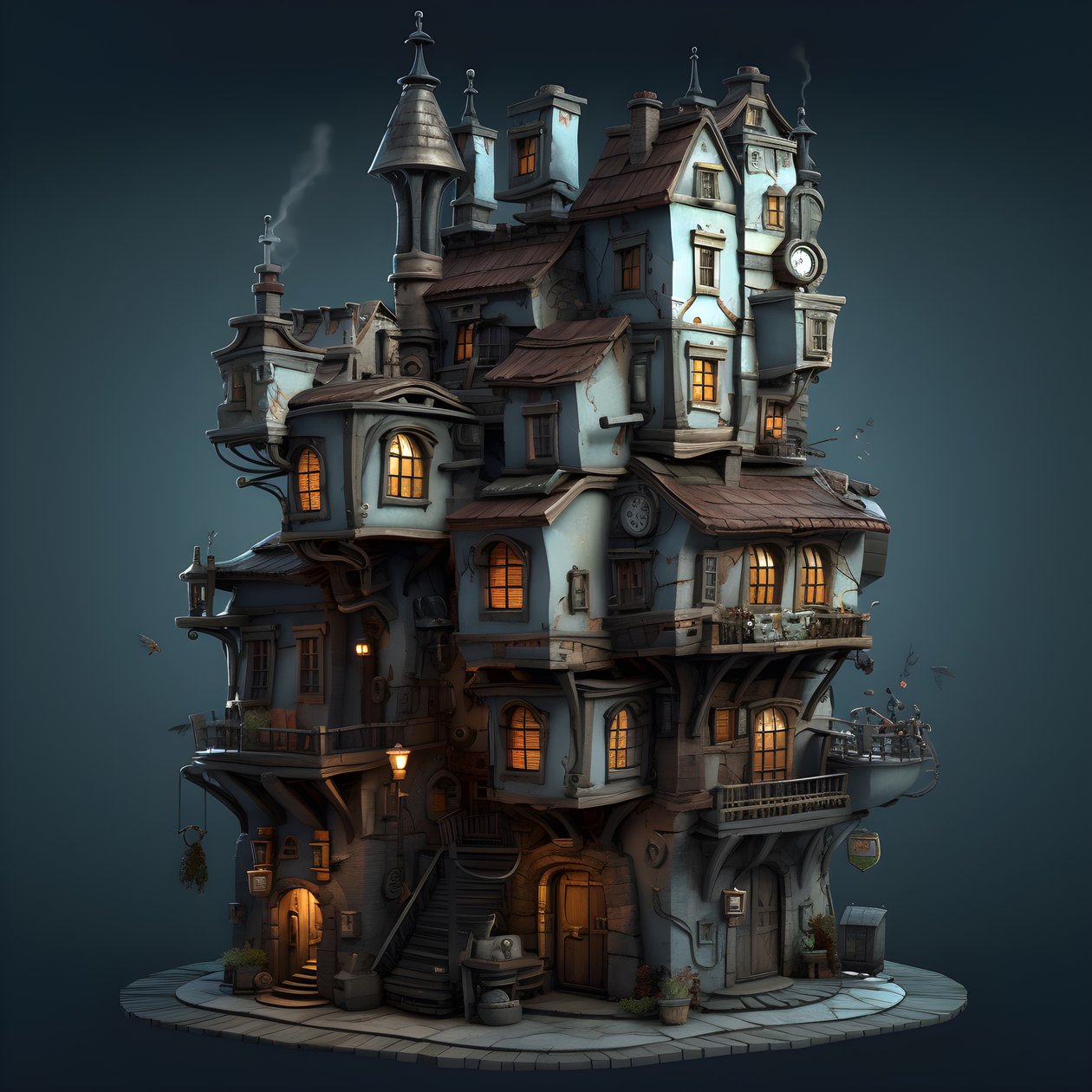 Un pâté de maisons avec un bâtiment et un escalier en pierre 2 - Kurt Heppke